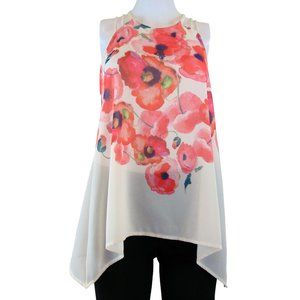 Jella Couture Sheer Floral Hi-Lo Blouse Size S